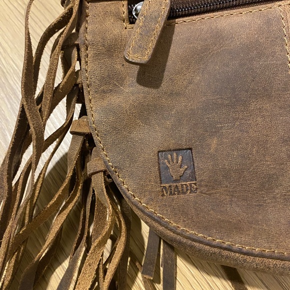 Adrian Klis Brown Bison Leather Fringe Bag - Picture 4 of 5